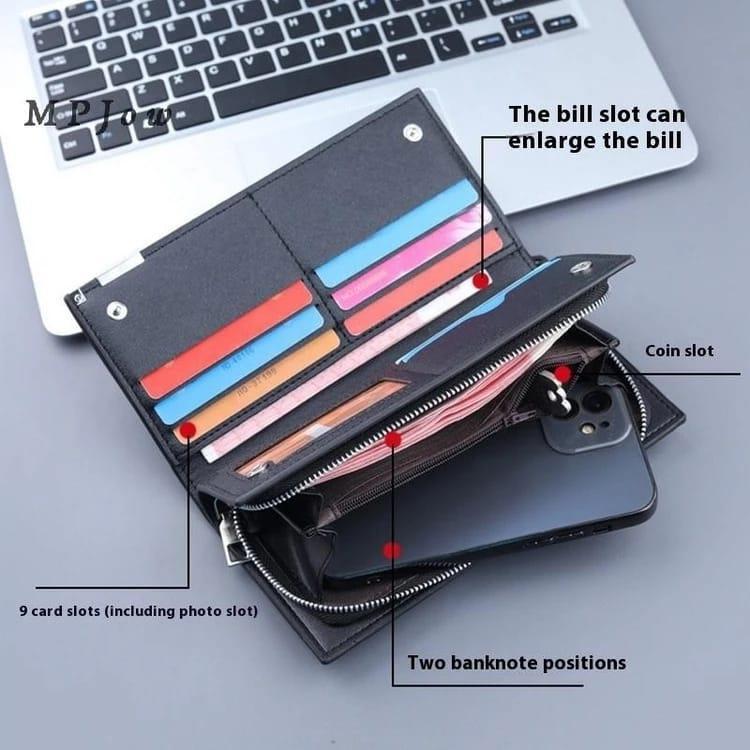 BALEBAILY Long Zipper & Snap Closure Leather Clutch Wallet